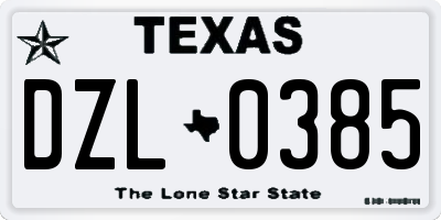 TX license plate DZL0385
