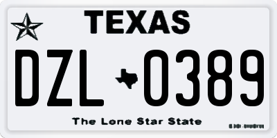TX license plate DZL0389