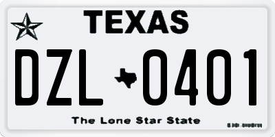 TX license plate DZL0401