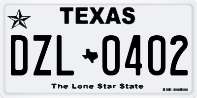 TX license plate DZL0402