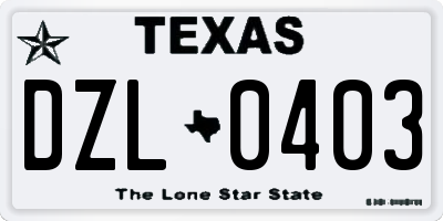 TX license plate DZL0403