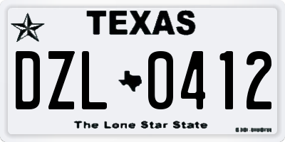 TX license plate DZL0412