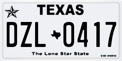TX license plate DZL0417
