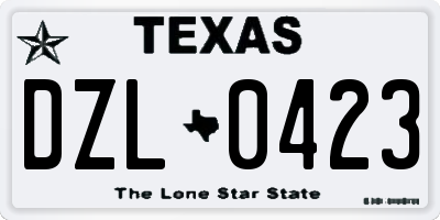 TX license plate DZL0423
