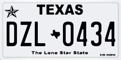 TX license plate DZL0434