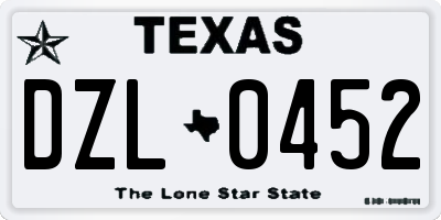 TX license plate DZL0452