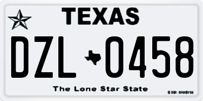 TX license plate DZL0458
