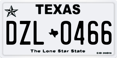 TX license plate DZL0466