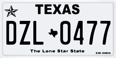 TX license plate DZL0477