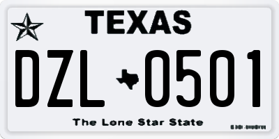 TX license plate DZL0501
