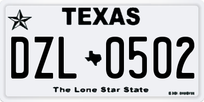 TX license plate DZL0502