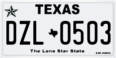 TX license plate DZL0503