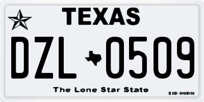 TX license plate DZL0509