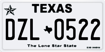 TX license plate DZL0522