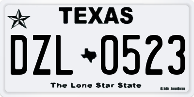 TX license plate DZL0523