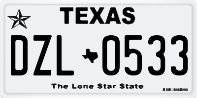 TX license plate DZL0533
