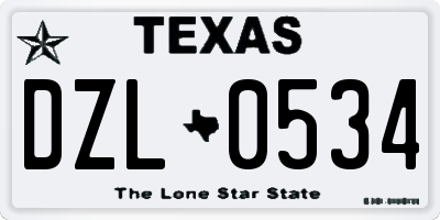 TX license plate DZL0534