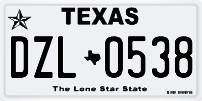 TX license plate DZL0538