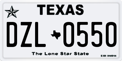 TX license plate DZL0550