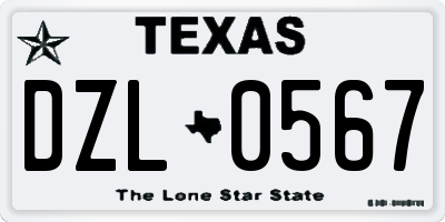 TX license plate DZL0567