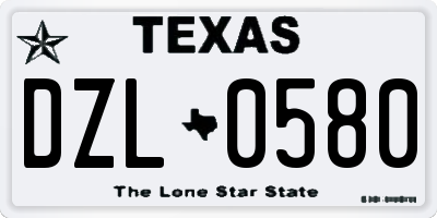 TX license plate DZL0580