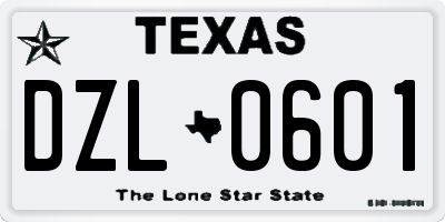TX license plate DZL0601