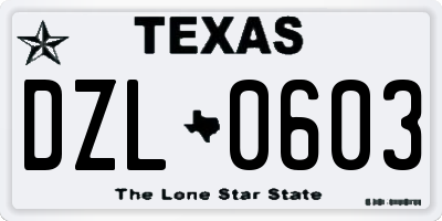 TX license plate DZL0603