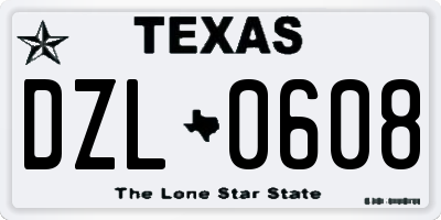 TX license plate DZL0608