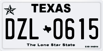 TX license plate DZL0615