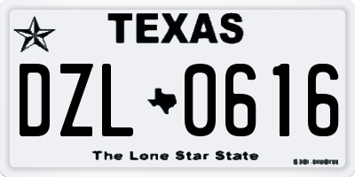 TX license plate DZL0616