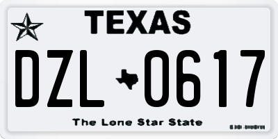 TX license plate DZL0617