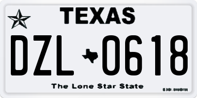 TX license plate DZL0618