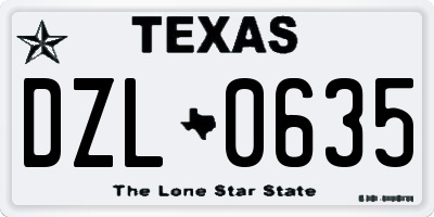 TX license plate DZL0635