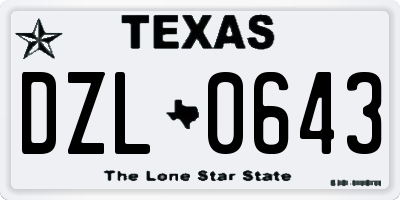 TX license plate DZL0643