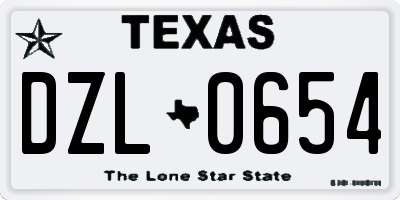 TX license plate DZL0654
