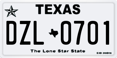 TX license plate DZL0701