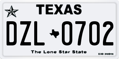 TX license plate DZL0702