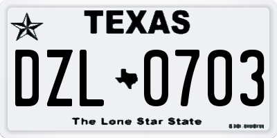 TX license plate DZL0703