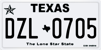TX license plate DZL0705