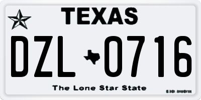 TX license plate DZL0716