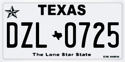 TX license plate DZL0725