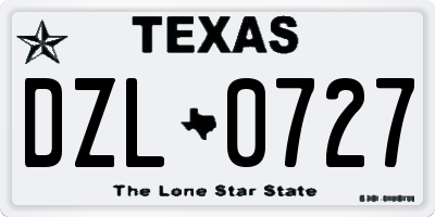 TX license plate DZL0727