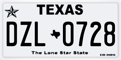 TX license plate DZL0728