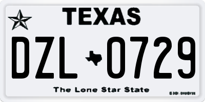TX license plate DZL0729