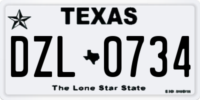 TX license plate DZL0734