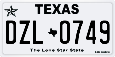TX license plate DZL0749