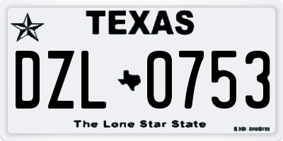 TX license plate DZL0753