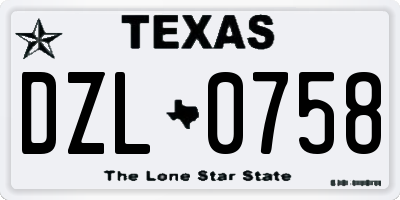 TX license plate DZL0758