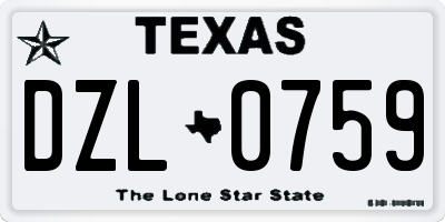 TX license plate DZL0759