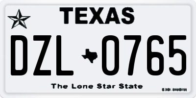 TX license plate DZL0765